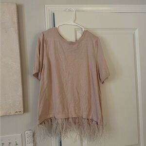 Blush Pink Feather Hem Top